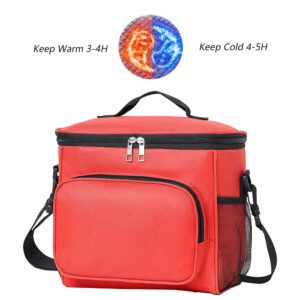 MTUERANC Lunch Bag Bento Bag Women/Men Insulated Lunch Box Lunchbox, Adults Lunch Tote, Reusable Leakproof Bento Box Cooler Bag with Adjustable Shoulder Strap for Work Office Picnic(Red)