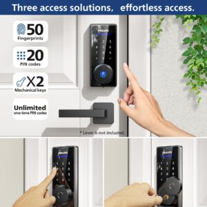 Philips Fingerprint Door Lock, Keyless Entry Door Lock, Electronic Door Lock, Touchscreen Keypad Deadbolt - Easy Installation and Set up - Satin Nickel