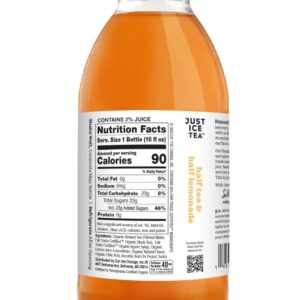 Just Ice Tea Organic Iced Tea, 16 Fl Oz Glass Bottles (Half Tea & Half Lemonade, Pack of 12)