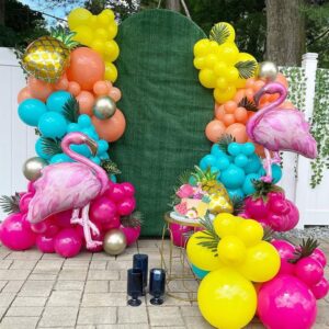 166Pcs Flamingo Tropical Balloon Garland Arch Kit, Fiesta Aloha Luau Hawaiian Summer Theme Hot Pink Green Pineapple Balloons For Birthday Baby Shower Bridal Wedding Bachelorette Party Decoration