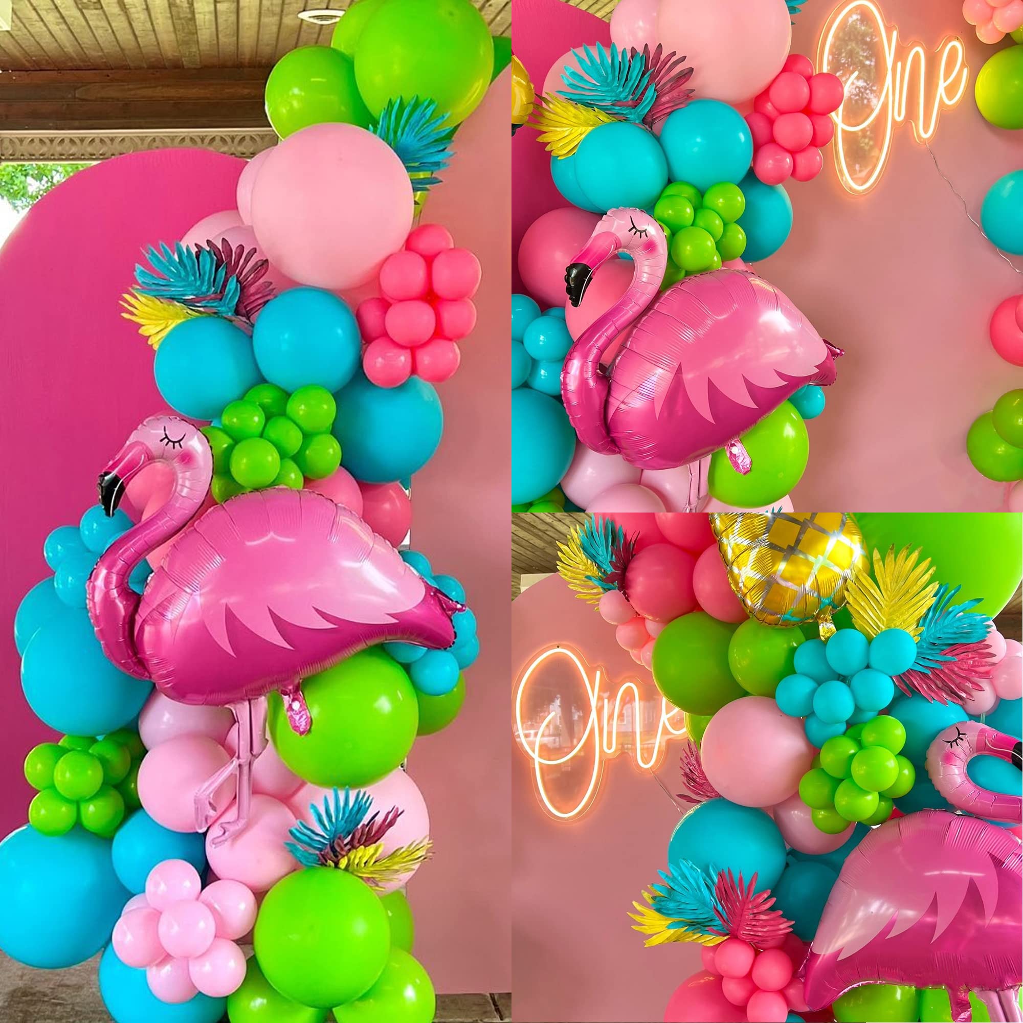 166Pcs Flamingo Tropical Balloon Garland Arch Kit, Fiesta Aloha Luau Hawaiian Summer Theme Hot Pink Green Pineapple Balloons For Birthday Baby Shower Bridal Wedding Bachelorette Party Decoration