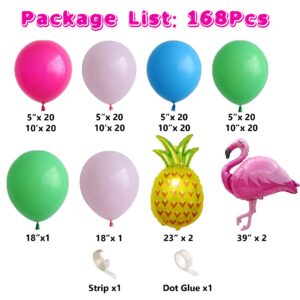 166Pcs Flamingo Tropical Balloon Garland Arch Kit, Fiesta Aloha Luau Hawaiian Summer Theme Hot Pink Green Pineapple Balloons For Birthday Baby Shower Bridal Wedding Bachelorette Party Decoration