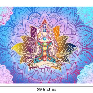 GOFRID Seven Chakra Meditation Tapestry 59x35IN Chakra Tapestry Bohemian Mandala Yoga Meditation Tapestry Seven Chakra Wall Art Modern Living Room Decoration Tapestry GOF001