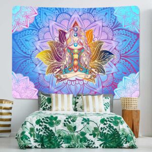 GOFRID Seven Chakra Meditation Tapestry 59x35IN Chakra Tapestry Bohemian Mandala Yoga Meditation Tapestry Seven Chakra Wall Art Modern Living Room Decoration Tapestry GOF001