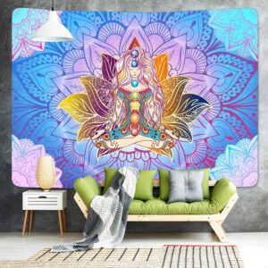 GOFRID Seven Chakra Meditation Tapestry 59x35IN Chakra Tapestry Bohemian Mandala Yoga Meditation Tapestry Seven Chakra Wall Art Modern Living Room Decoration Tapestry GOF001