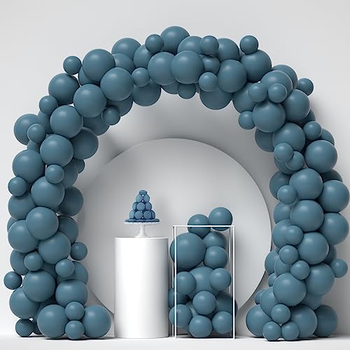 Dusty Blue Balloon Garland Arch Kits - 80pcs Slate Blue Balloons Different Sizes 5 Inch 12 Inch Birthday Balloons Sea Blue Balloon Arch for for Baby Shower Gender Reveal Wedding Party Decoration