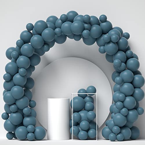 Dusty Blue Balloon Garland Arch Kits - 80pcs Slate Blue Balloons Different Sizes 5 Inch 12 Inch Birthday Balloons Sea Blue Balloon Arch for for Baby Shower Gender Reveal Wedding Party Decoration