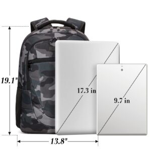 BIKROD Travel Laptop Backpack for Men, Backpacks for School Teen Boys, Business Anti Theft Slim Sturdy Back Pack with USB Charging Port, Adult Computer Bag Gift 17.3 IN Laptop, Camouflage