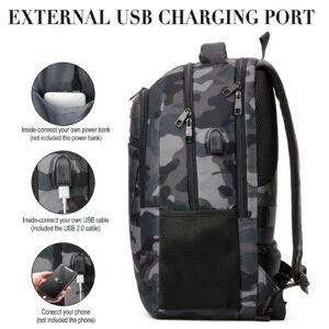 BIKROD Travel Laptop Backpack for Men, Backpacks for School Teen Boys, Business Anti Theft Slim Sturdy Back Pack with USB Charging Port, Adult Computer Bag Gift 17.3 IN Laptop, Camouflage