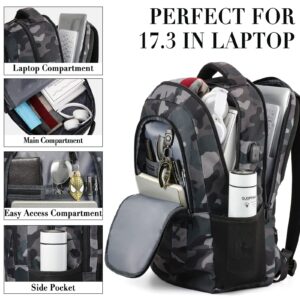 BIKROD Travel Laptop Backpack for Men, Backpacks for School Teen Boys, Business Anti Theft Slim Sturdy Back Pack with USB Charging Port, Adult Computer Bag Gift 17.3 IN Laptop, Camouflage