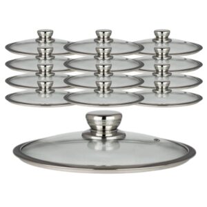 steelite international 7347mw123 lid with stainless steel handle, clear glass top, complimentary to hot pot pan 7347mw124, 11.0" diameter, 2.5" height, 12 pieces