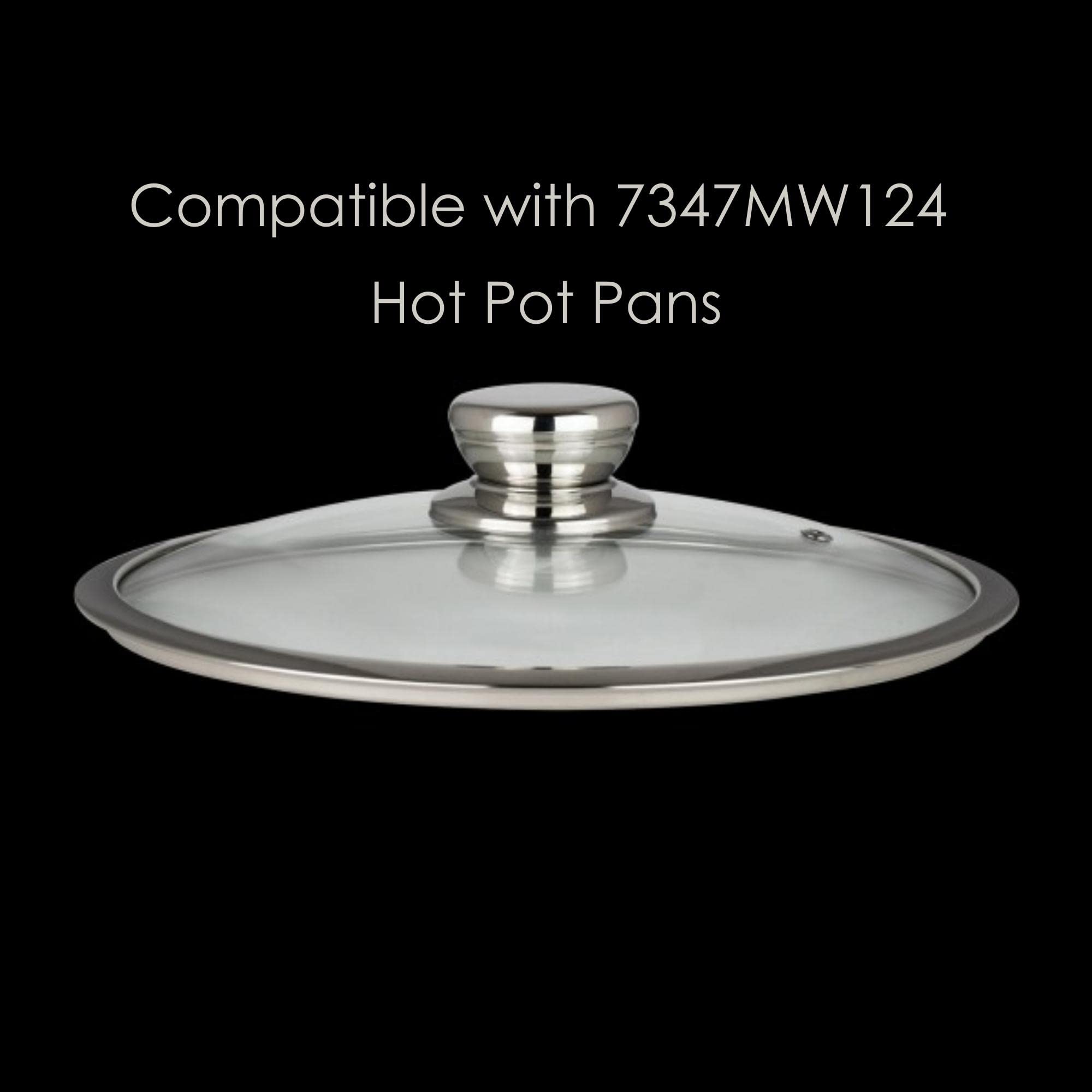 Steelite International 7347MW123 Lid with Stainless Steel Handle, Clear Glass Top, Complimentary to Hot Pot Pan 7347MW124, 11.0" Diameter, 2.5" Height, 12 Pieces