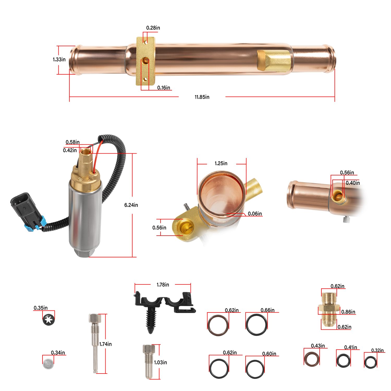 8M0125852 Fuel Pump & Cooler Kit Fits for Mercury MerCruiser Marine V6, V8 EFI Replaces 861156A03