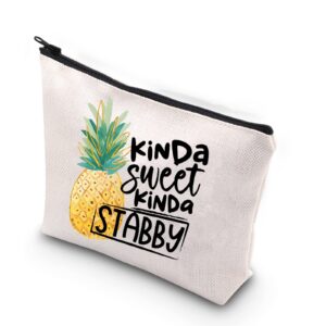 wcgxko kinda gift kinda sweet kinda stabby pineapple zipper pouch makeup bag (kinda stabby)