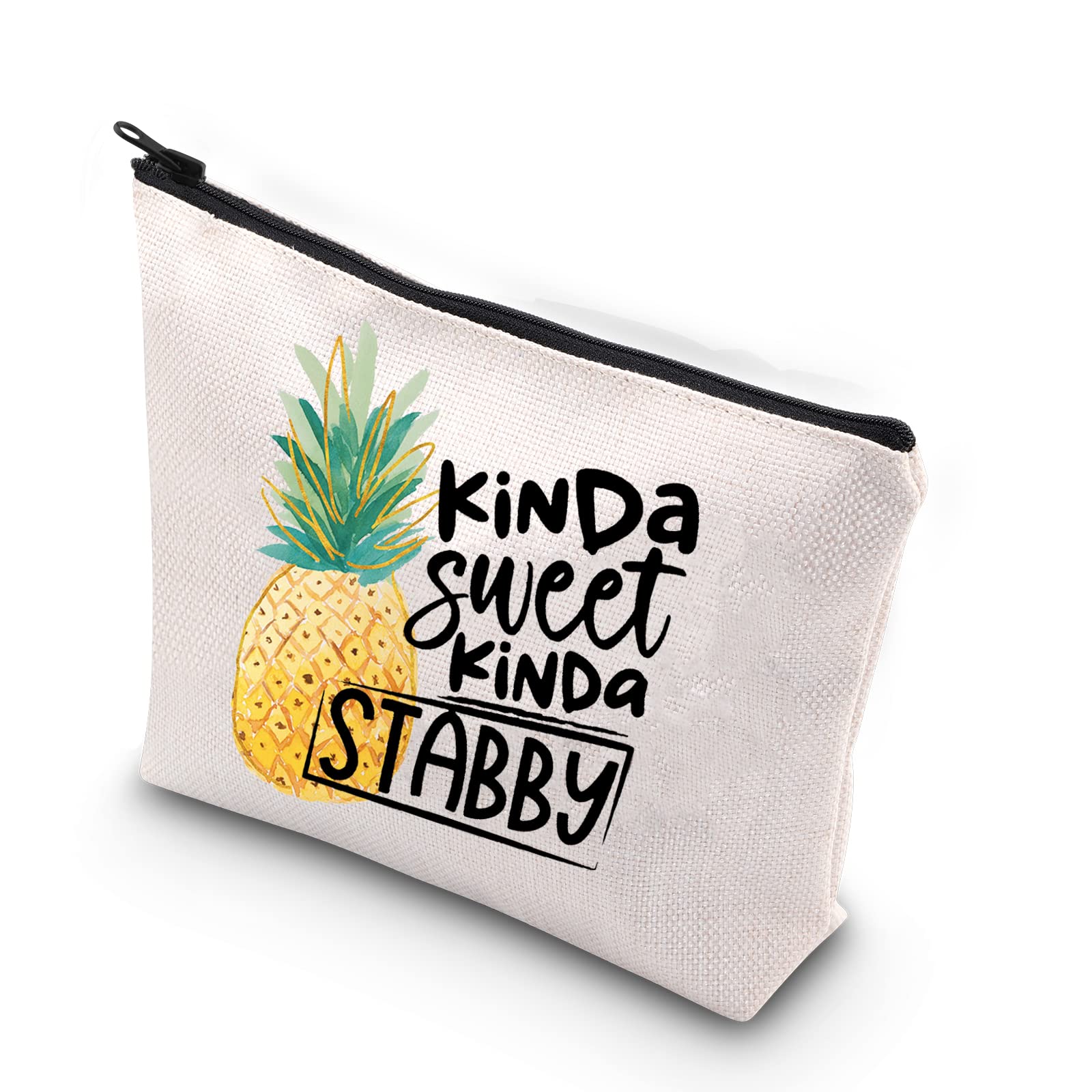 WCGXKO Kinda Gift Kinda Sweet Kinda Stabby Pineapple Zipper Pouch Makeup Bag (KINDA STABBY)