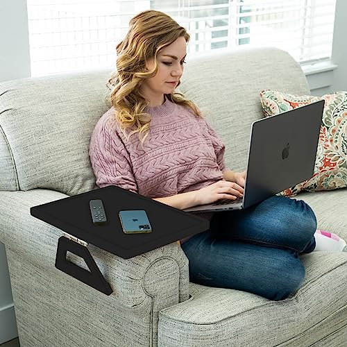 Shamrock Home Bamboo Couch Arm Table, Clip On Tray Sofa Table for Couches. Sofa Arm Tray for TV Dinners, Remotes, Drinks, Snacks and Small Spaces - 15.75 x 11inch, Black