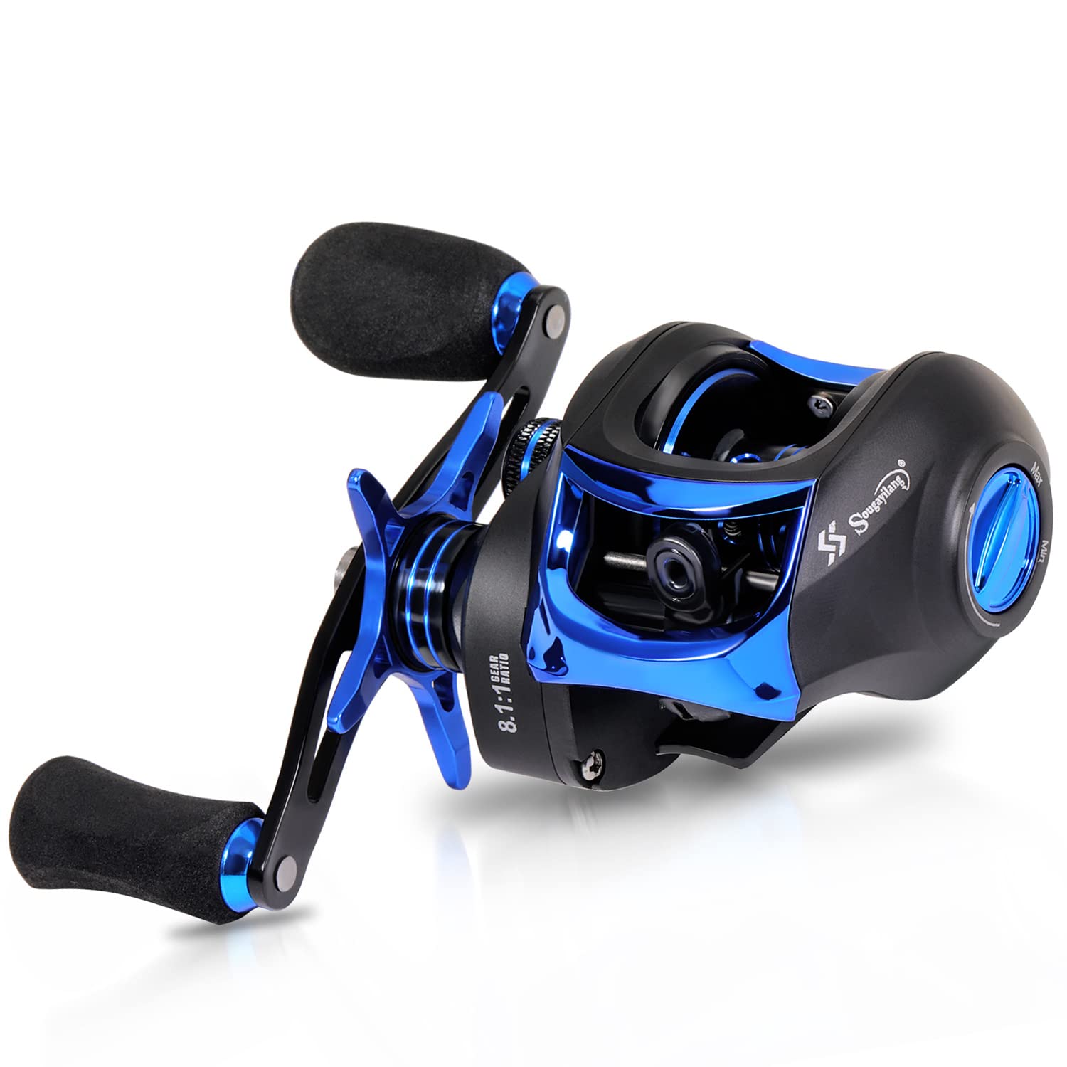 Sougayilang Baitcasting Fishing Reel with 9 + 1 Anti-Reverse Ball Bearings, 8.1:1 High-Speed Gear Ratio Casting Reel-Blue-Right