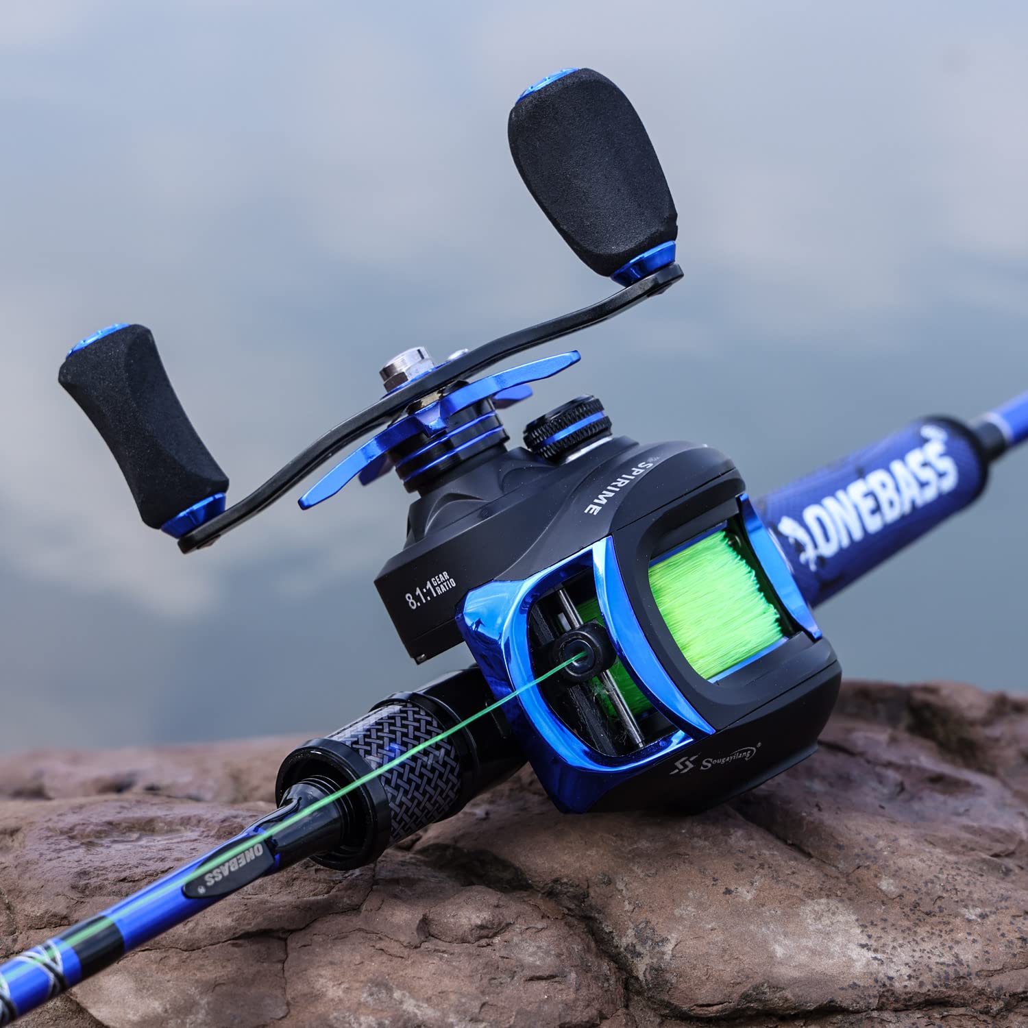 Sougayilang Baitcasting Fishing Reel with 9 + 1 Anti-Reverse Ball Bearings, 8.1:1 High-Speed Gear Ratio Casting Reel-Blue-Right