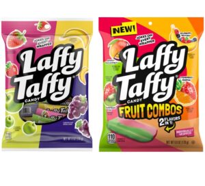 bundle of laffy taffy candy individually wrapped mini bars, assorted fruit flavors & fruit combos, 6oz bags (pack of 2)