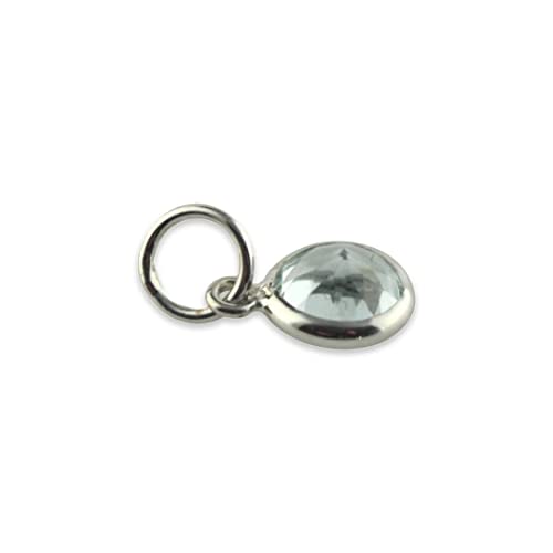 Aquamarine Charm 5mm Round Handmade In 14k White Gold