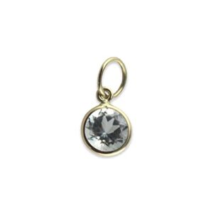 aquamarine charm 5mm round handmade in 14k yellow gold