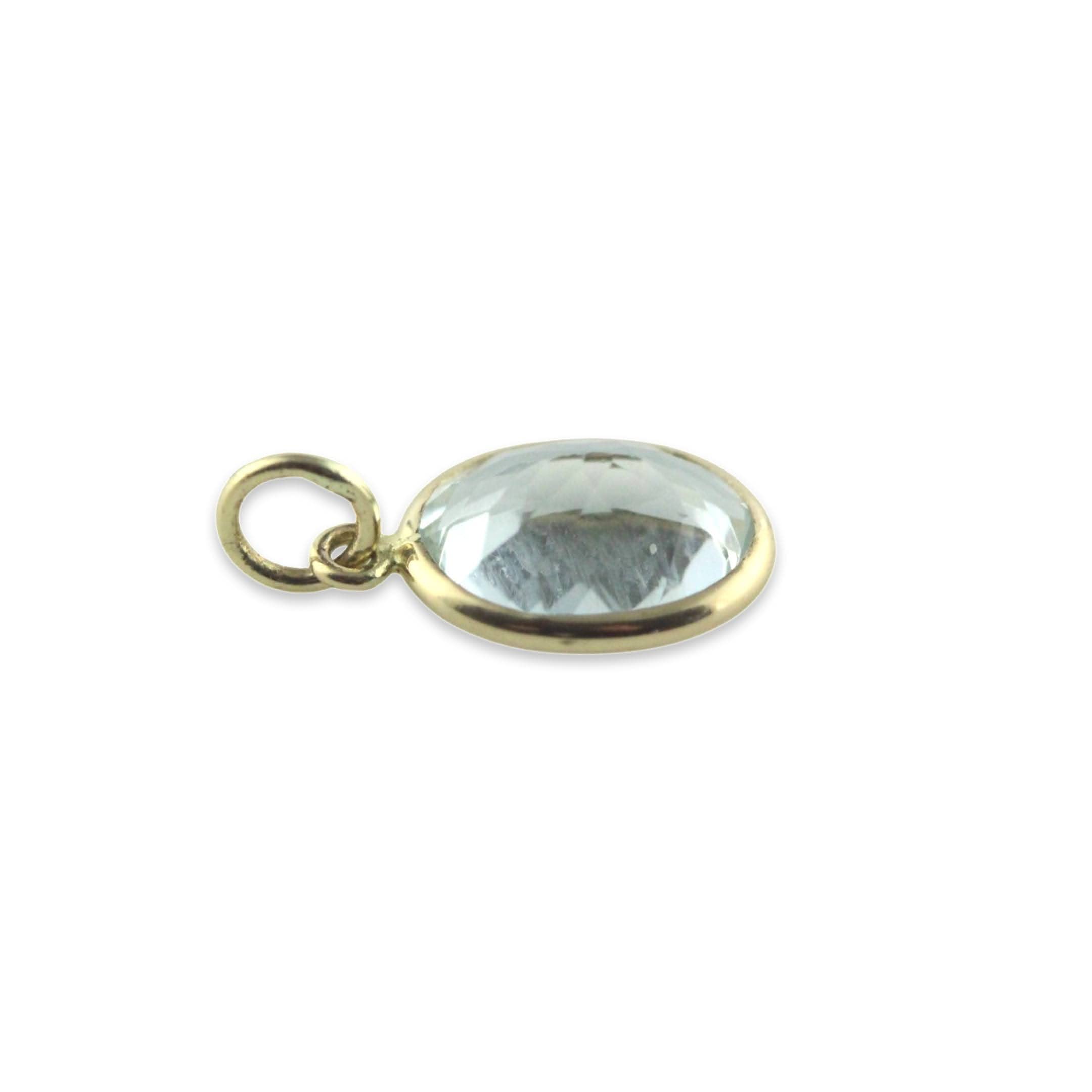 Aquamarine Charm 9x7 Oval Handmade In 14k Yellow Gold 1.50 Carats