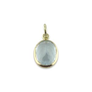 Aquamarine Charm 9x7 Oval Handmade In 14k Yellow Gold 1.50 Carats