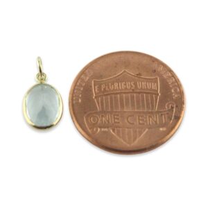 Aquamarine Charm 9x7 Oval Handmade In 14k Yellow Gold 1.50 Carats