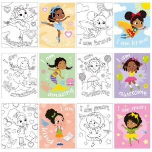 Tatuo 6 Pieces Black Girl Pre Drawn Canvas for Painting 8 x 10 Inch Pre Drawn Stretched Canvas Stretched Outline Canvas Sip and Paint Kit for Adults Kids Paint Birthday Gifts