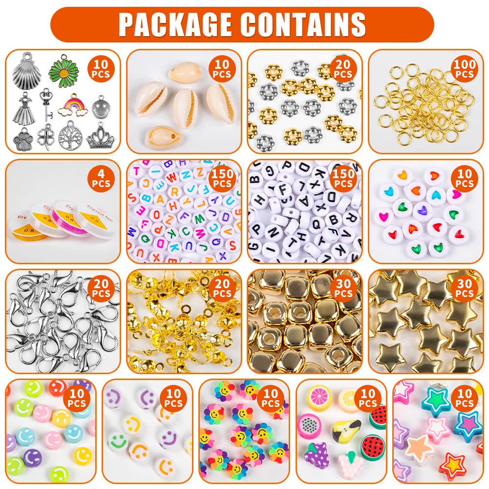 OLIKER 12600 Pcs Clay Beads for Bracelet Making Kit,72 Colors Flat Round Polymer Clay Beads Spacer Heishi Beads for Jewelry Making for Girls 8-12 with Pendant Charms Kit