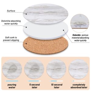 Caffox Drink Coasters with Holder for Coffee Table, Absorbent Coaster Sets of 10, Marble Style Ceramic Coaster for Wooden Table, Suitable for Kinds of Cups, Home Decor, 4 Inches(Griege)