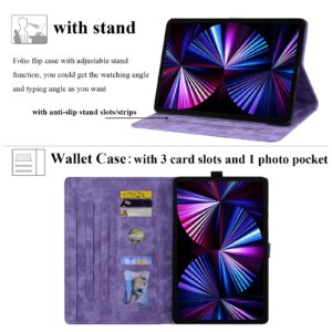 UUcovers for iPad 10th Generation 10.9 inch Case 2022 with Stand/Pencil Holder/Pocket/Magnetic Smart Embossed Flower PU Leather Folio Cover,Auto Wake/Sleep & Multiple Angles,Cherry Blossom Purple Cat