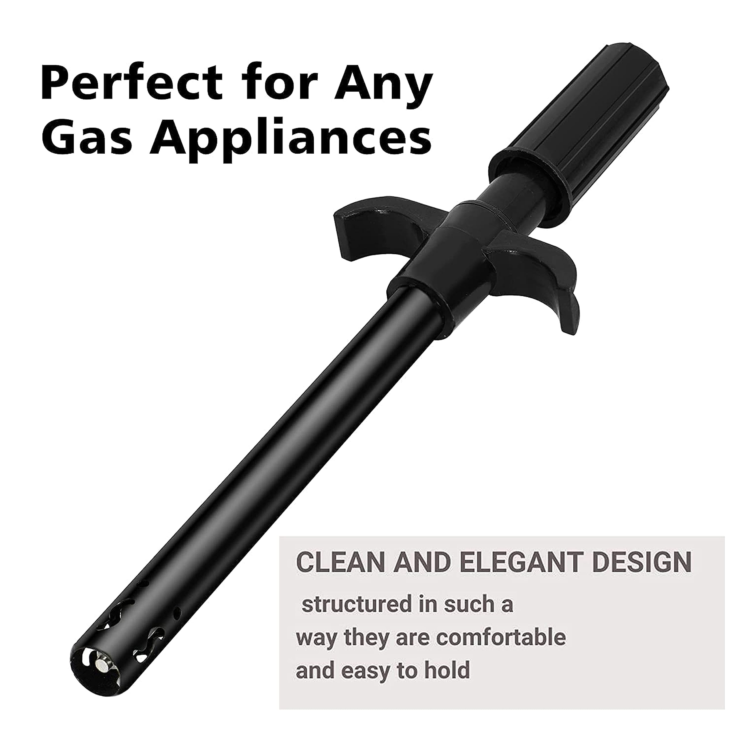 NISUN Easy Grip Metal Regular Gas Lighters for Gas Stoves, Restaurants & Kitchen Use - Black