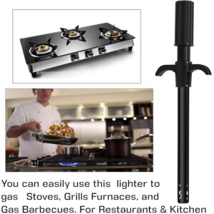 NISUN Easy Grip Metal Regular Gas Lighters for Gas Stoves, Restaurants & Kitchen Use - Black