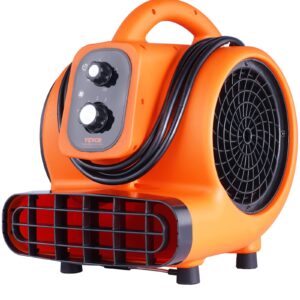 VEVOR Air Mover, 1/4 HP 1000 CFM Carpet Dryer for Cooling and Ventilating, Portable Floor Blower Fan with 4 Blowing Angles and Time Function, for Janitorial, Home, Commercial Use