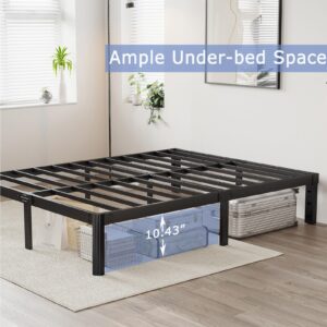 Hunlostten 12" High Queen Bed Frame No Box Spring Needed, Heavy Duty Metal Platform Bed Frame Queen Size with Round Corners, Easy Assembly, Noise Free, Black