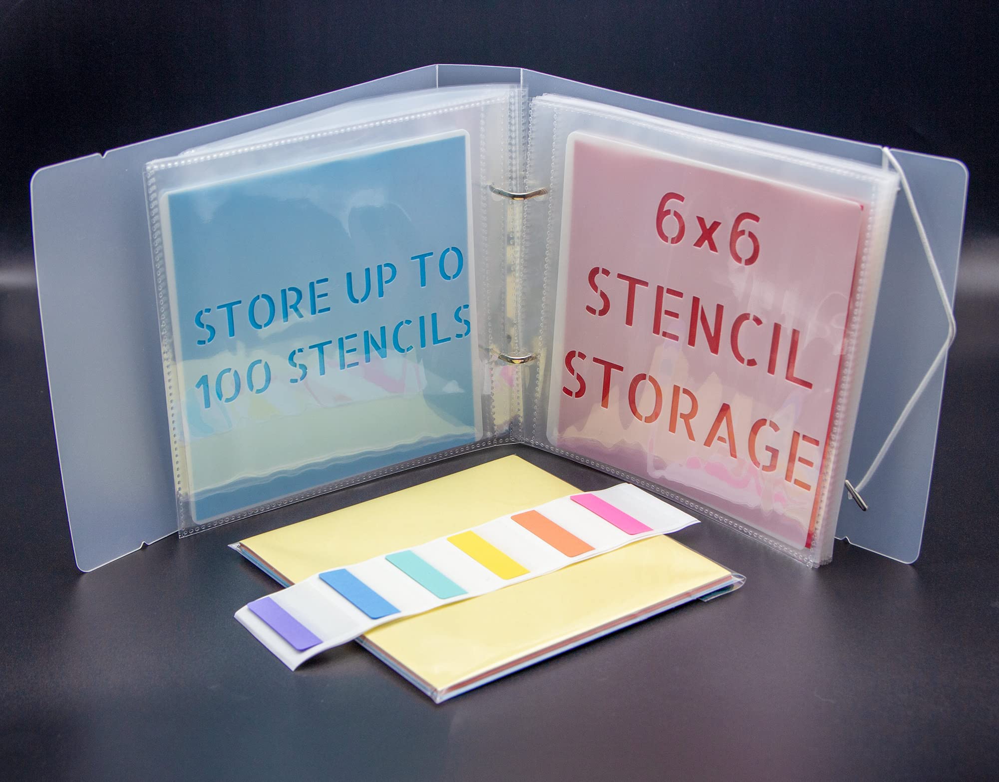 NEGLEX Cookie Stencil Storage Binder, Stamp & Die Cut Storage Binder with 50 Clear Sheet Protectors Holds 6"x6" Size - Clear Binder with D-rings for Scrapbooking Die-Cuts, Embossing Folders Organizer