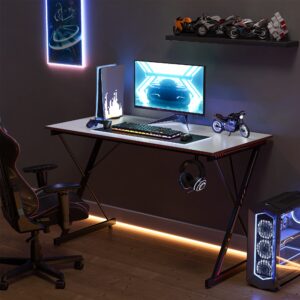 CubiCubi Gaming Desk 40 Inch PC Computer Desk, Home Office Desk Table Gamer Workstation, Simple Game Table, White