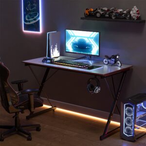 CubiCubi Gaming Desk 40 Inch PC Computer Desk, Home Office Desk Table Gamer Workstation, Simple Game Table, Gray