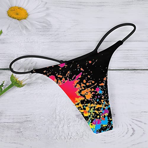 Underwear Women G String Thongs for Women Low Rise Graphic Print Soft T-Back Tangas Breathable Comfort Hipster Stretch Cheeky Underpants Cheeky Underwear for Women Black