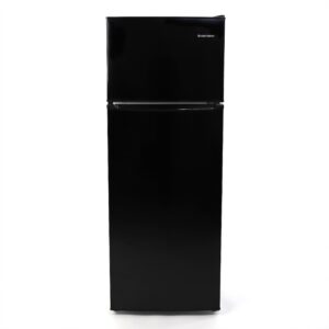 west bend apartment refrigerator freestanding slim design full fridge with top freezer for condo, house, small kitchen use, 7.4-cu.ft, black