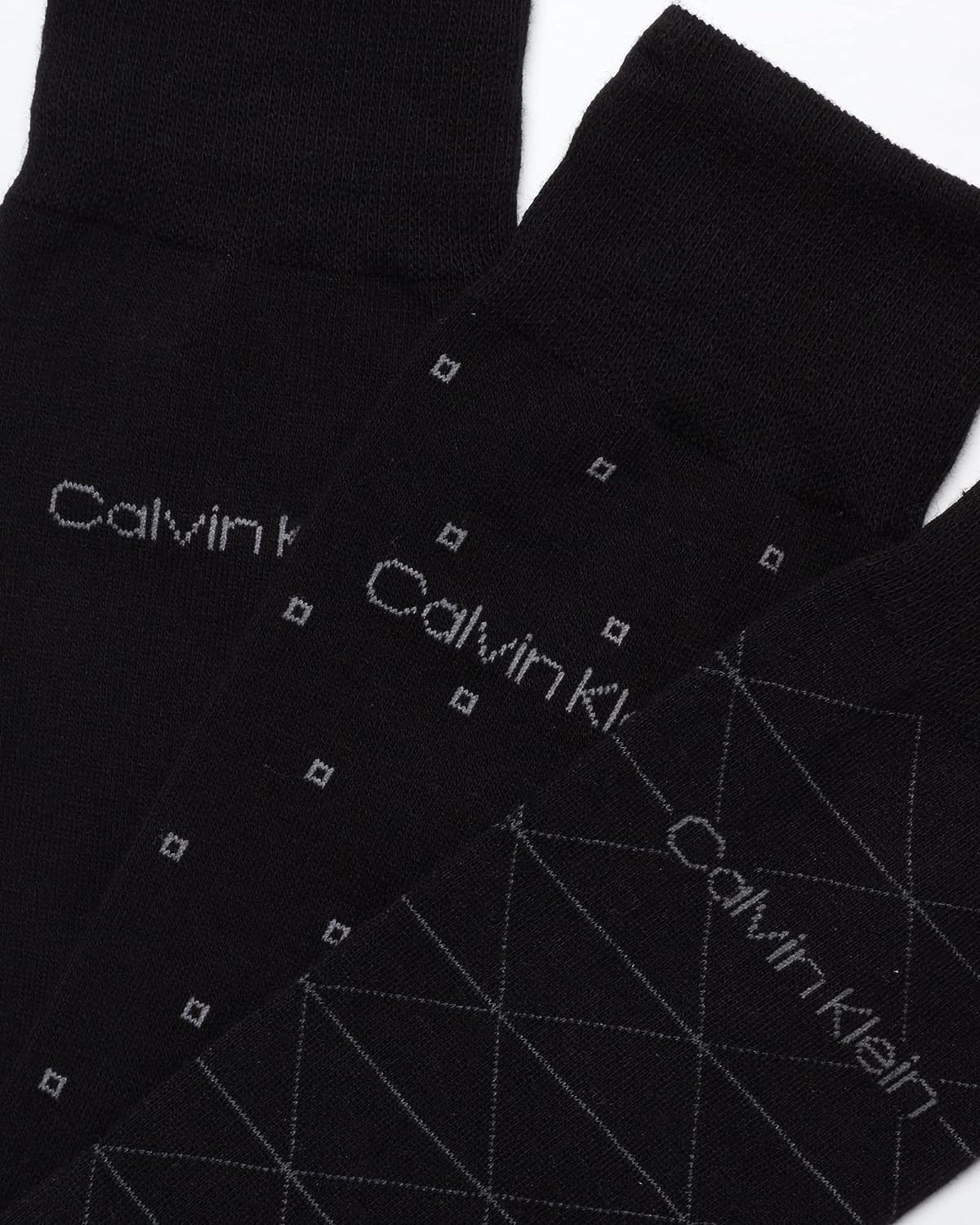 Calvin Klein Men's 6 Pack Mixed Pattern Dress Socks, Size 4-12, Black Assorted