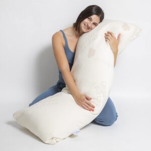 sweet zzz body pillow with natural cotton cover for side and back sleeping, includes cotton pillowcase, pregnancy pillow for sleeping 16"x 50"