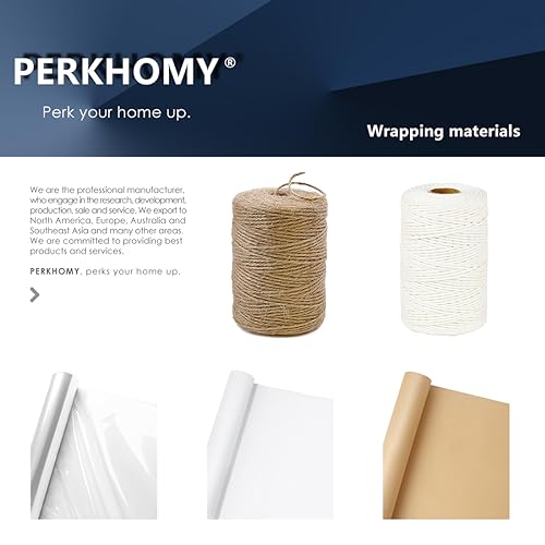 PerkHomy White Kraft Paper Roll 17.5" x 960" (80') for Gift Wrapping Bouquet Flower Kids Art Painting Craft Writing Packaging Shipping 80GSM 55LB (White, 17.5" x 80')