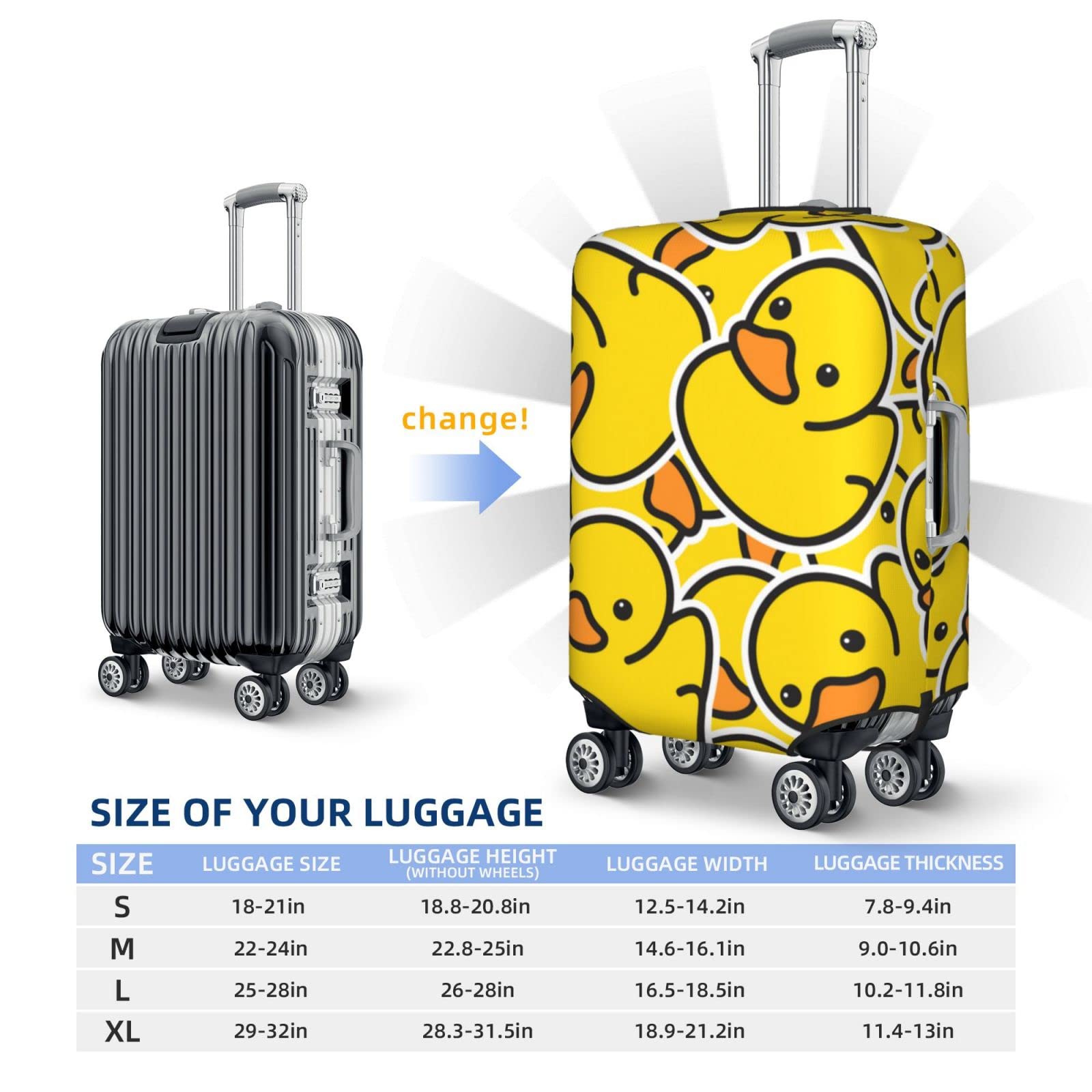 Fsugnioe Rubber Duck Elastic Travel Luggage Cover Travel Suitcase Protective Cover For Trunk Case Apply To 19''-32'' Suitcase Coversmall