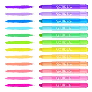 GOTIDEAL Bible Highlighters, 12 Pack Assorted Colors Gel Highlighters Pens Set, Wax Bible Markers for Study Journaling School Book Supplies