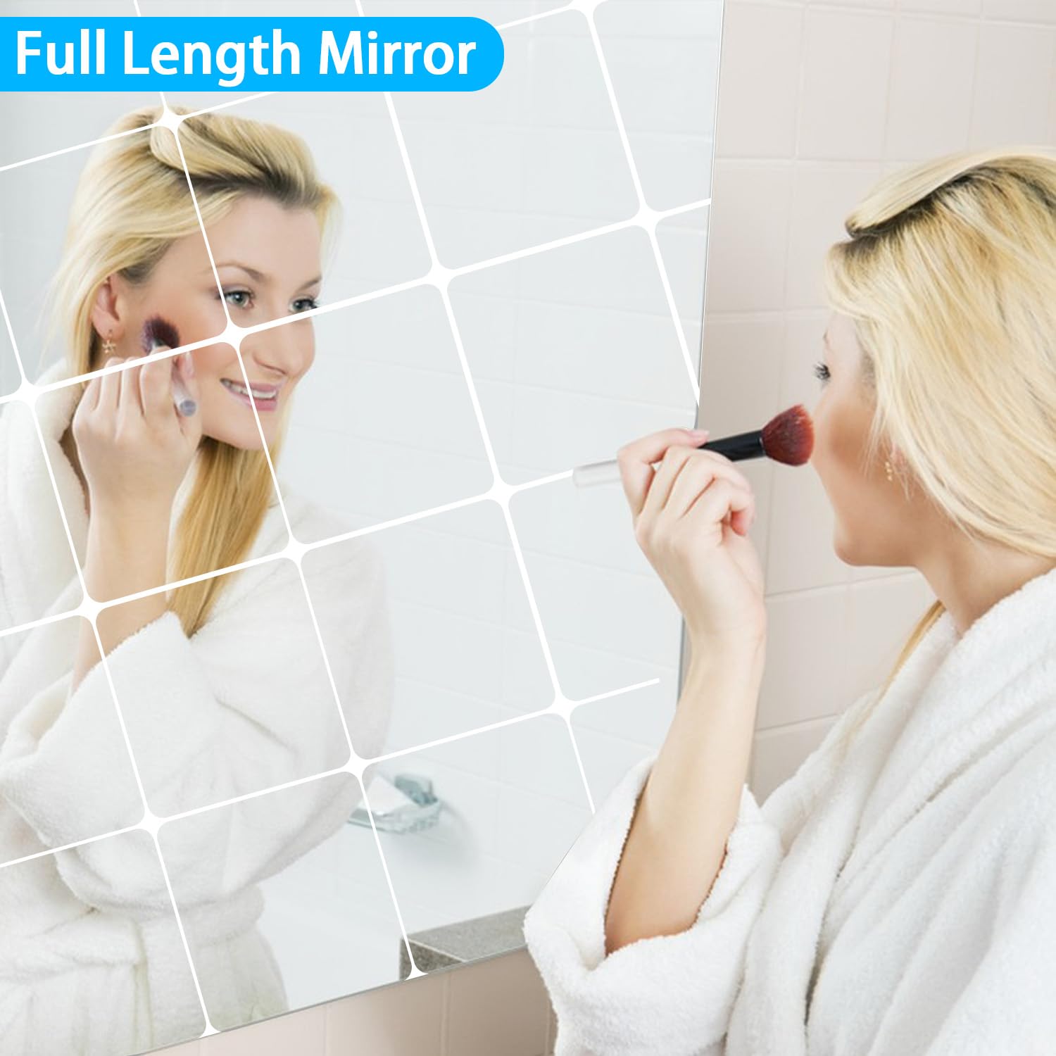 AmasSmile® Wall Mirror Full Length 12'' X 10'' X 4PCS Self Adhesive Acrylic Mirror Tiles Shatterproof 2MM Thick Mirror Stickers Gym Mirrors for Home Gym Door Mirror Make Up Mirror for Bedroom