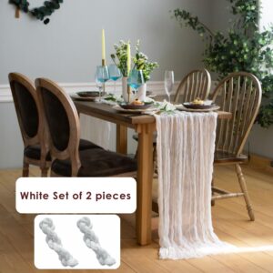 White Cheesecloth Table Runner Set of 2, 12 ft Cotton Gauze Runner Rustic Table Decorations, Cheese cloth Fabric Bulk for white party decor, bohemian table runner Extra Long Boho Cheese Cloth (142 in)