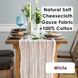 White Cheesecloth Table Runner Set of 2, 12 ft Cotton Gauze Runner Rustic Table Decorations, Cheese cloth Fabric Bulk for white party decor, bohemian table runner Extra Long Boho Cheese Cloth (142 in)