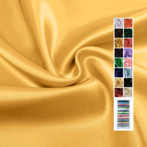 Gold Satin Fabric 60 Inch by 1 Yards Solid Silky Charmeuse Fabrics for Wedding Decoration Table Cover DIY Dress Fashion Backdrop Crafts Support